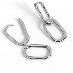 #41 Stainless Steel Silver Oval PaperClip Earrings